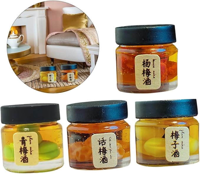 TOYANDONA 4pcs Miniature Dollhouse Beverage Bottles Lightweight Pretend Play Food Model Accessories for Party Holiday Decor