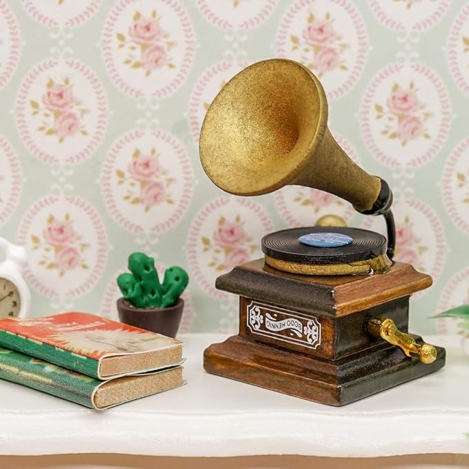 Odoria 1/12 Miniature Record Player Gramophone Dollhouse Victorian Accessories