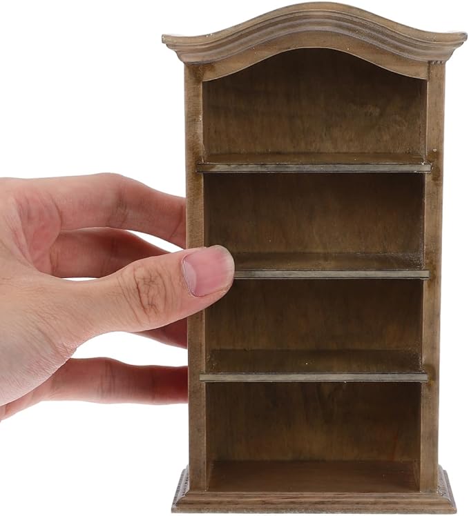 Cabilock 1/12 Miniature Shelf Mini Bookshelf Bookcase Doll House Book Shelf Storage Shelf Miniature Book Shelf Doll House Decor(Black)
