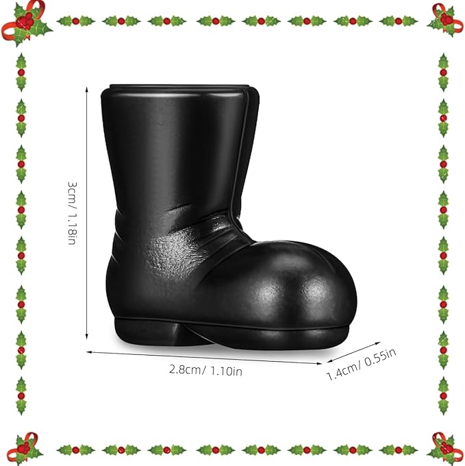 Christmas Miniature Santa Boots Model Black Pe Decorative Mini Shoes for Dollhouse Festive Xmas Ornament 1.18 X 1.10 X 0.55 Inch Durable Holiday Decoration
