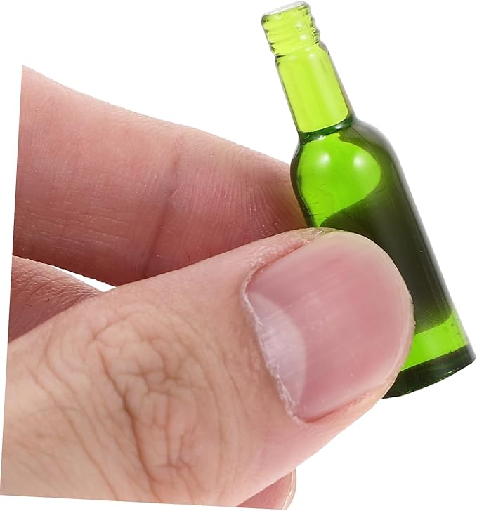 OFFIGAM 6Pcs Miniature Doll House Beer and Wine Bottles Mini Wine Bottles for Dollhouse Decoration Compact Accessories for Creativity and Playtime