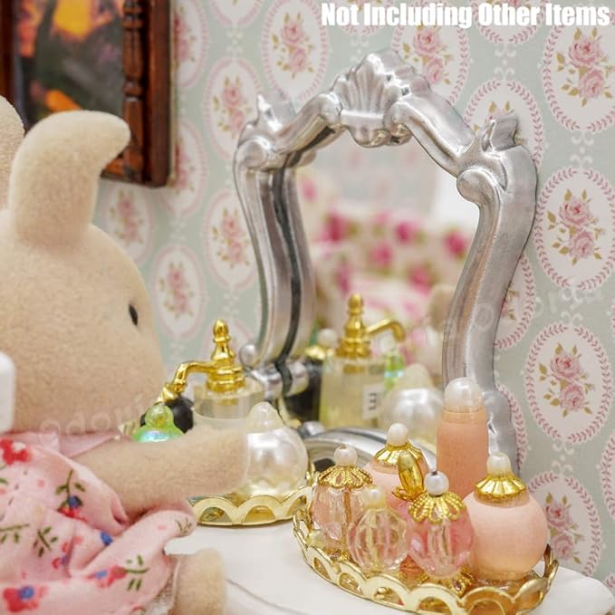 Odoria 1/12 Miniature Wall Mirror Dollhouse Decoration Accessories, Silver