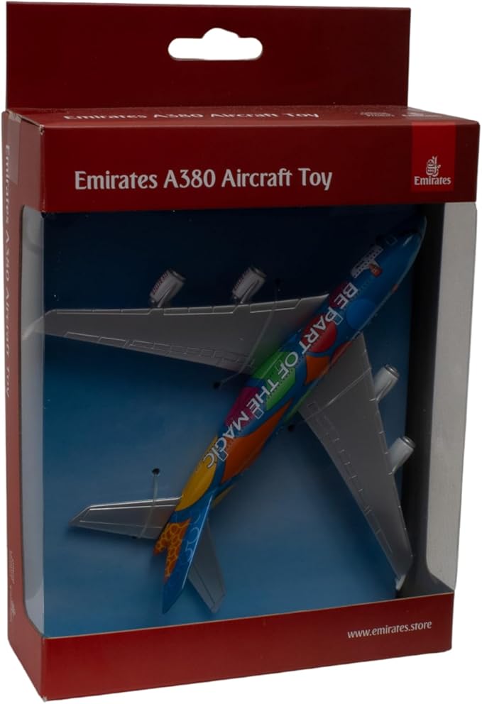 Daron Collectible Toy - Emirates Arlines A380 Double-Decker Flagship Airplane - Die-Cast Metal Model Airplane with Plastic Parts, for Children Ages 3+