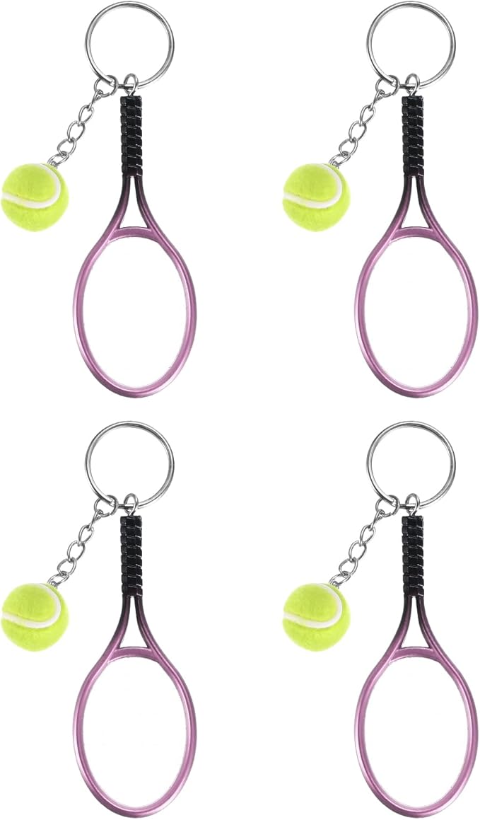PATIKIL Tennis Keychain, Mini Tennis Racket Keychain Key Ring Tennis Ball Cute Sports Keyrings for Sport Lovers