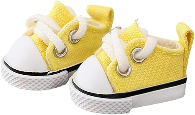 Doll Shoes for Lu bubu 17cm Dolls(No Doll) Accessories, Mini Shoes for Dolls, Cute Canvas Shoes Suitable for 17cm Doll, Dress Up Doll Shoes Replacement Yellow