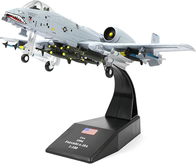 1/100 A-10 Attack Pre-Build Diecast Metal Aircraft Model Kits Thunderbolt II (Warthog) VX-23 Replica Military for Display Collection or Gift