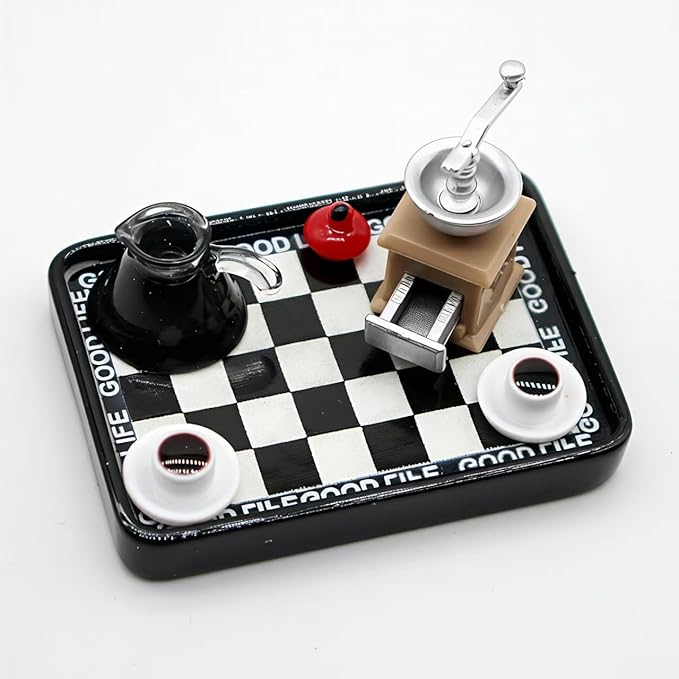 Dollhouse Miniature Coffee Shop Set, 1:12 Scale Mini Café Accessories, DIY Dollhouse Display Kit, Detailed Tiny Café Scene Kit for Collectors & Crafts
