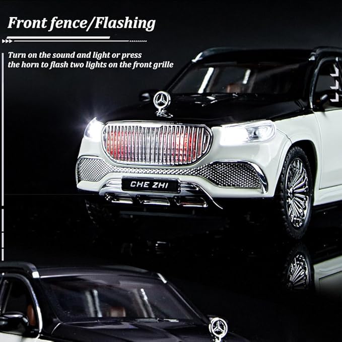 1/24 Scale Benz GLS600 SUV Toy Car, Zinc Alloy Diecast Car Model with Sound Light and Pull Back Function, Collectible Children's Toy Vehicles for Boys Adults Gift