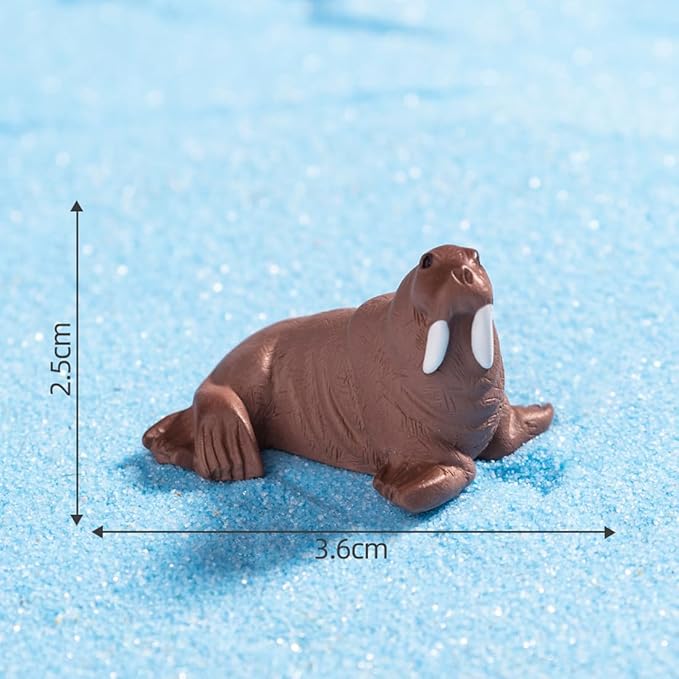 2 PCS Mini Resin Walrus, Fairy Garden Accessories, Miniature Figurines, Micro Landscape Ornaments