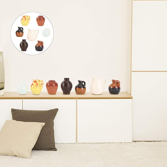 TOYANDONA 3sets Realistic Mini Scene Decor Mini Vase Ceramic Miniature Home Adornment 7pcs*3 Random Style