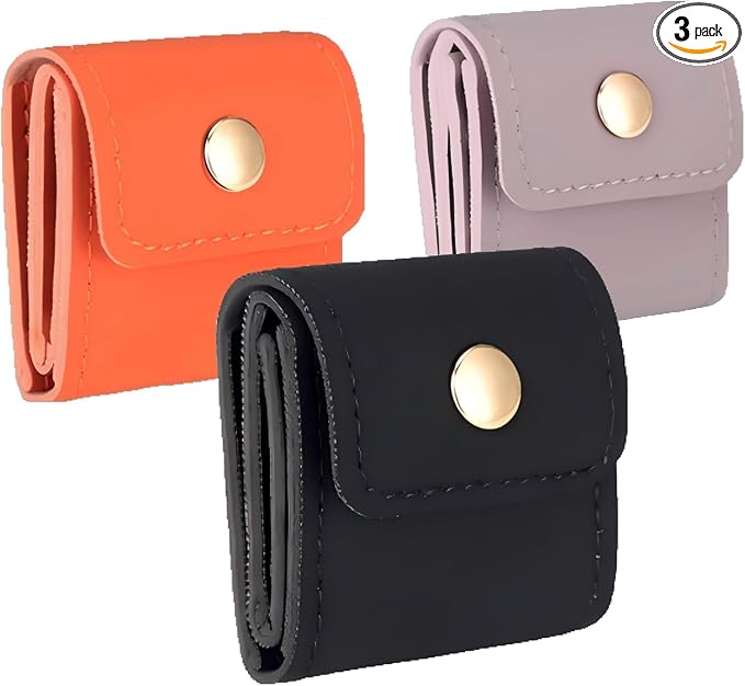 Leather Mini Travel Jewelry Bag, Portable Foldable Mini Travel Jewelry Roll Bag with Buckle, Small Jewelry Box for Travel Essentials, Earrings, Rings, Necklaces (3, MIX-B)