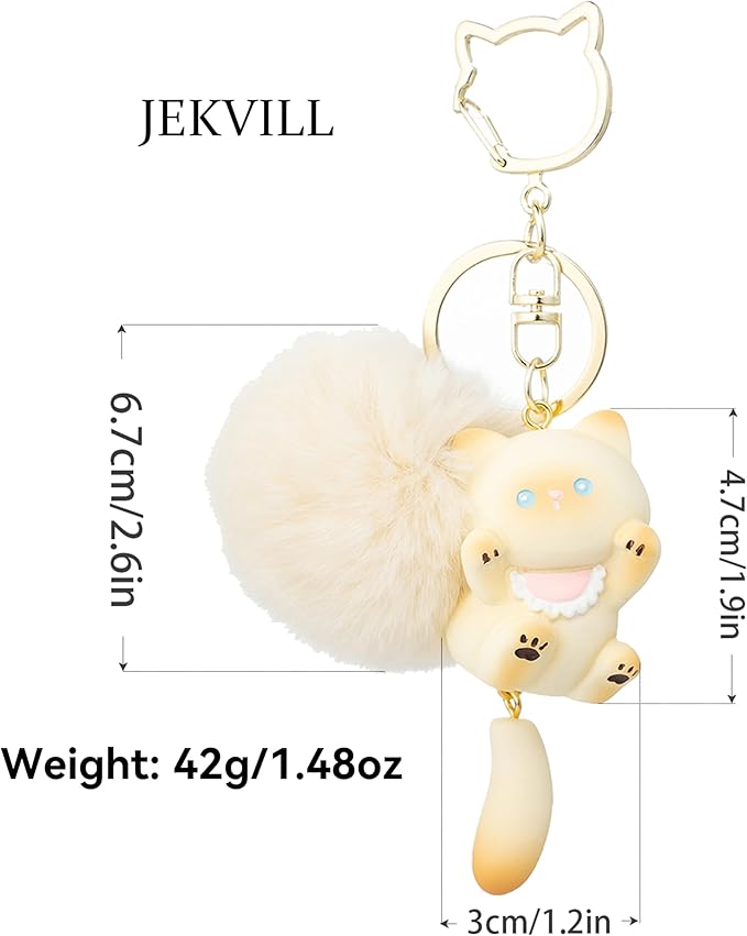 Jekvill Cat Keychain bag charms for handbags Cute Keychains for Women Kawaii Cat Backpacks Accessories cat plush keychain