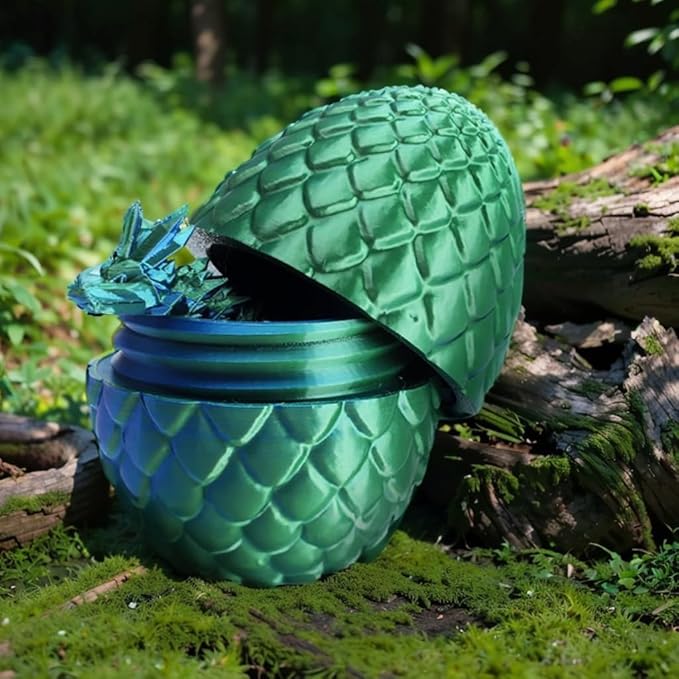 3D Printed Dragon Fidget Toys Dragon Egg 12inch Flexible Dragon Toy 3D Printed Dragon Egg with Articulated Dragon Inside Fidget Toys for Autism/ADHD Easter Toys Gifts (YellowGreen)