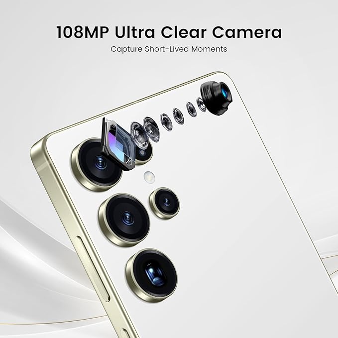 Bnjbmj I25 Ultra Flagship Killer Smartphone - Snapdragon 8 Gen 3, 16GB+512GB, Massive 6.99" FHD+ Display, 108MP+68MP Pro Cam, 7000mAh 2-Day Battery, Android 14, Includes Stylus Pen (White)