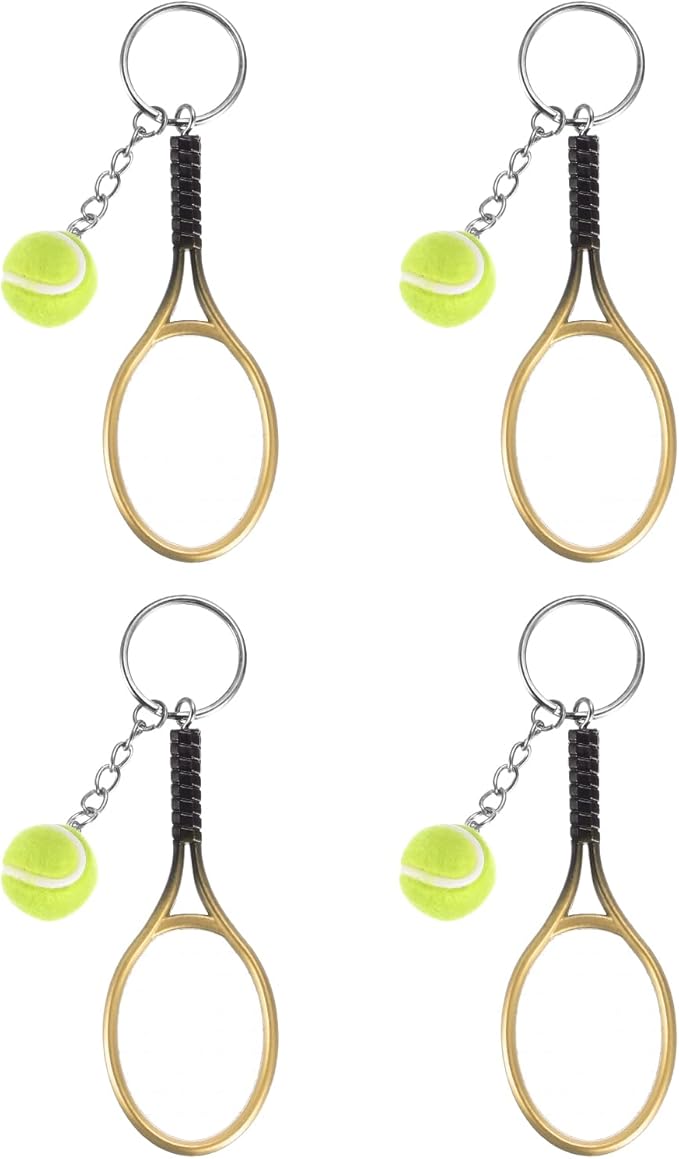 PATIKIL Tennis Keychain, Mini Tennis Racket Keychain Key Ring Tennis Ball Cute Sports Keyrings for Sport Lovers