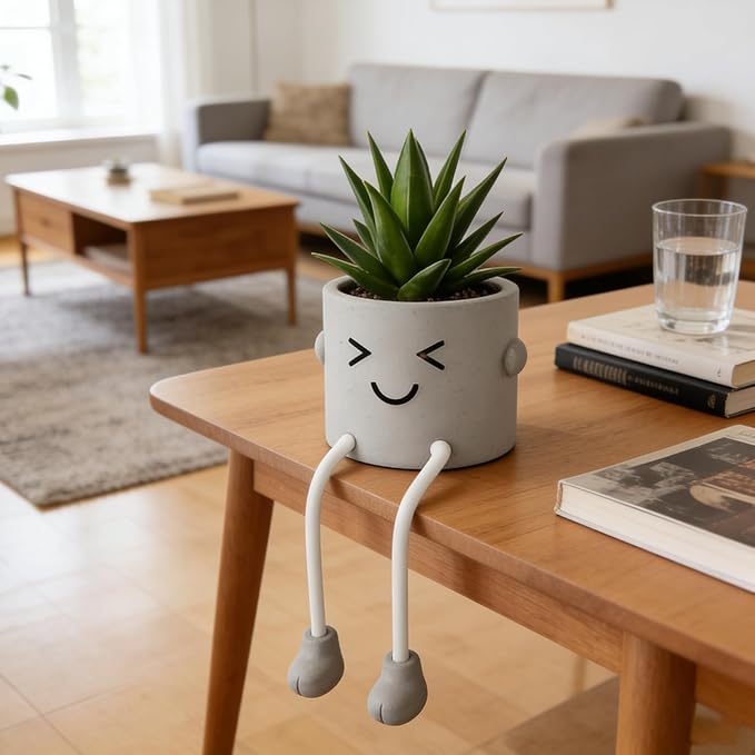 guowanpp Cute Artificial Fake Plants Mini Succulents Plants in pots for Desk Decorations Bathroom Desk Shelf Potted Plants Office Faux Small Plants Decor Accessories 1PCS