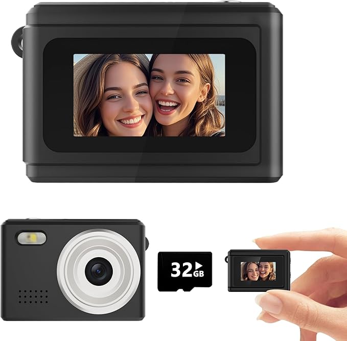 Gift for Teen Boys & Girls - Mini Keychain Camera, 1080P Portable Digital Camera with 0.96" Screen, Includes 32GB Card for 12MP Photo Video, Birthday Graduation Travel