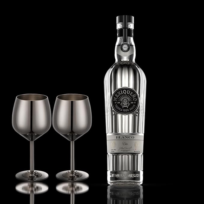 UNISWEET 2 oz Shot Glasses, Stainless Steel Shot Glasses, Mini Wine Glass Perfect for Tasting Brandy,Suitable for family dinner party, party supplies, bar tools, gifts(set of 2) (Black)