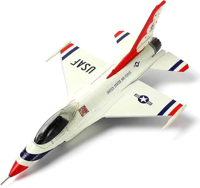 1/100 F-16C Thunderbird Fighter Model Metal DieCast Aircraft Jet Kit Fighter Plane Model Military Airplane for Collection and Gift, White
