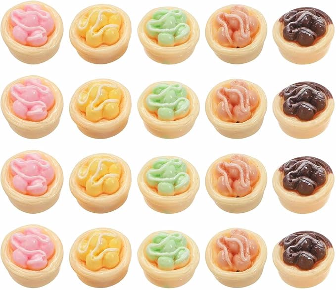 Dollhouse Miniature Food, Cute Mixed Ice Cream Ball Dessert Figures Toys Mini Resin Foods Trinkets for Pretend Play Kitchen Cooking Game & Doll House Decor (Mixing Colors, 20pcs)