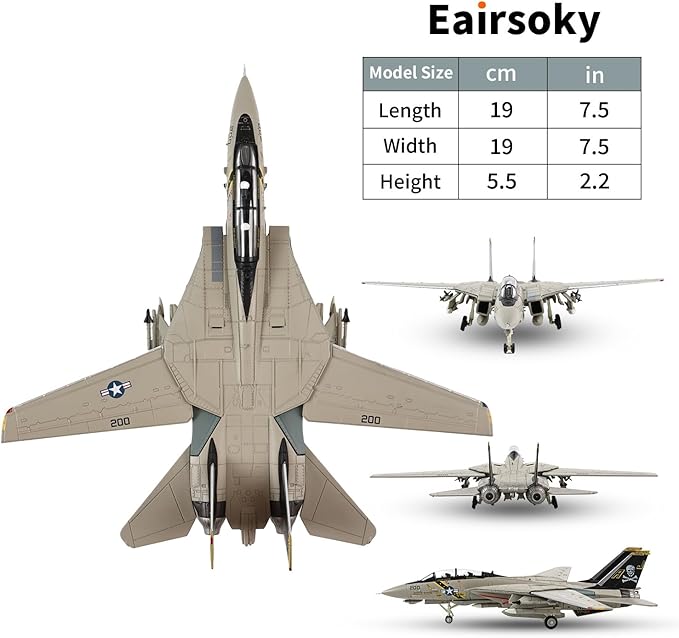 1:100 Scale F-14 F-14A Metal Fighter Jet Model Jolly Roger Military Die-cast Aircraft Models for Collection or Gift