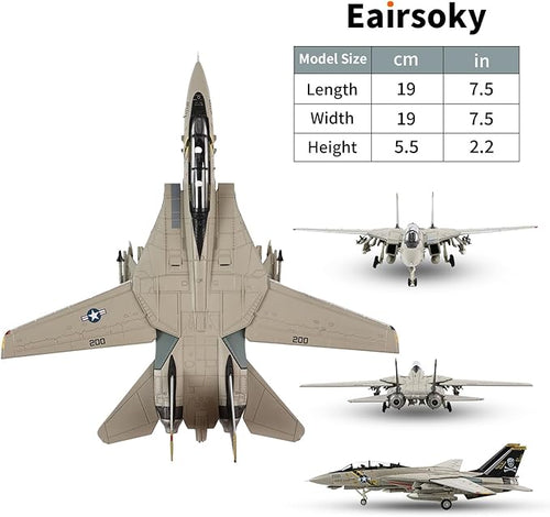 1:100 Scale F-14 F-14A Metal Fighter Jet Model Jolly Roger Military Die-cast Aircraft Models for Collection or Gift
