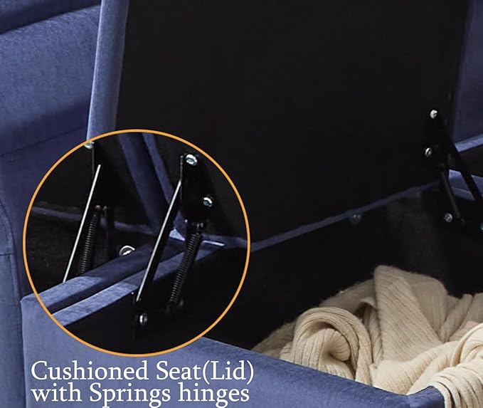 asunflower Ottoman with Storage for Couch Navy Blue 25.2 Inch Square Storage Ottoman Foot Rest for Living Room Large Ottomans for Dorm, Bedroom,Office with Deep Seating