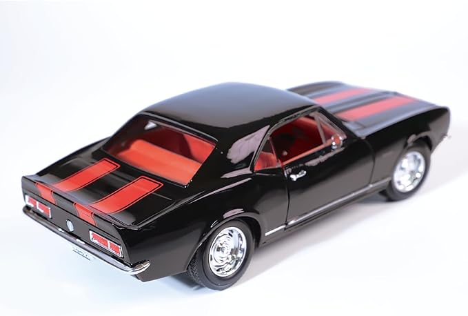 1967 Chevy Camaro Z28 Alloy Collector Model - 1:18 Scale Racing Legend Replica with Full Function Design - Iconic American Muscle Car Masterpiece - Collector's Display Set（Black）