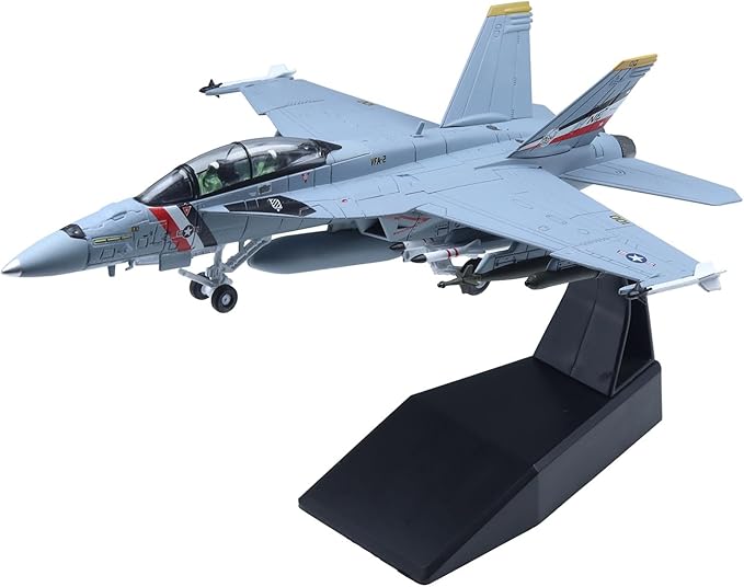 F-18 Super Hornet Die-cast Airplanes-1/100 Scale Bounty Hunter Fighter Attack Metal Aircraft Model for Collector, Aviation Enthusiast-Premium Collectiable with Display Stand