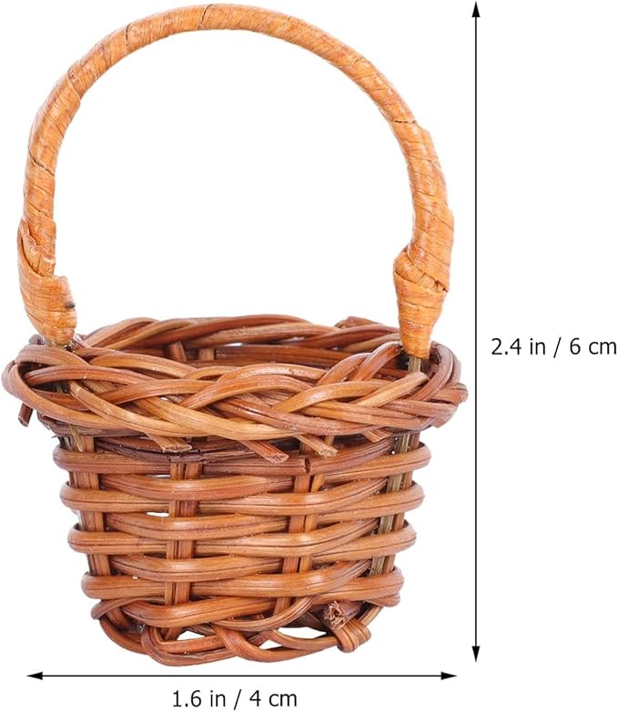 10PCS Dollhouse Basket Mini Woven Basket Miniature Willow Basket for Crafts Dollhouse Accessories Landscape Photography Props Home Living Room Decor Mini Woven Baskets Coffee Small Wicker Basket