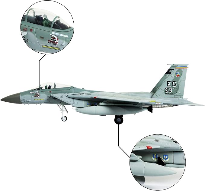 HANGHANG 1/100 Scale F-15 Eagle Fighter Attack Plane Metal Fighter Military Model Fairchild Republic Diecast Plane Model for Commemorate Collection or Gift