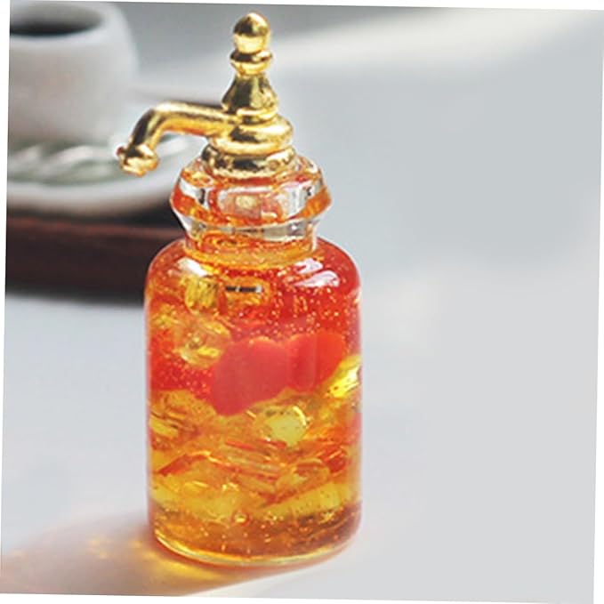 HAKIDZEL Miniature Glass Fruit Wine Bottle Dollhouse Accessory Pretend Play Kitchen Photography Prop for Creative Micro Scene Decoration