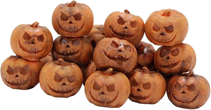 20 Pieces Miniature Pumpkin Figurines Mini Statues Grimace Pumpkins Crafts Sculptures Halloween Decorations Resin for Desk