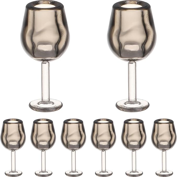 Toddmomy 10Pcs Miniature Dollhouse Wine Glasses 1 12 Scale Plastic Mini Wine Glass Set for Dollhouse Kitchen Decor and Doll Accessories
