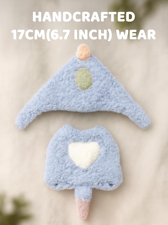 17cm (6.7inch) Doll Clothes, Outfits for Clothes Set, Dino Dolls Keychain Accessories, Faking Animal Style Outfit Jumpsuit Dinosaur Costume for Dolls (Light Blue) (Doll Not Included)