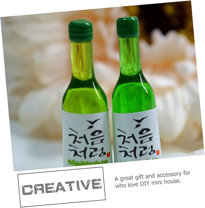 ifundom 12pcs Mini Korean Rice Wine Bottle Models Miniature Bottles for Dollhouse Kitchen Scale Diorama Decor Accessories