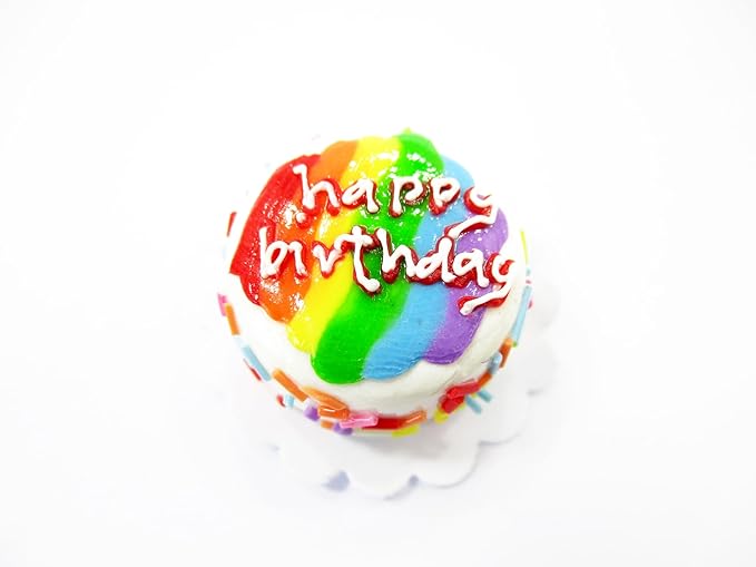 Dollhouse Rainbow Birthday Cake 2 cm Miniature 1:12 Bakery Dessert Charms 16915