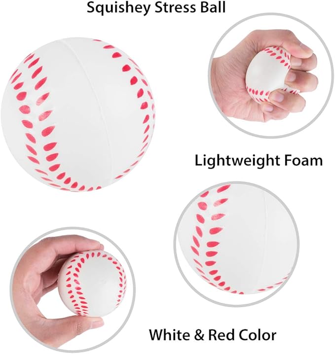 Super Z Outlet Mini Foam Sports Balls 24 Pack for Kids Adults Mini Baseball Football Basketball Soccer Stress Toy Game Party Decoration (Baseball)