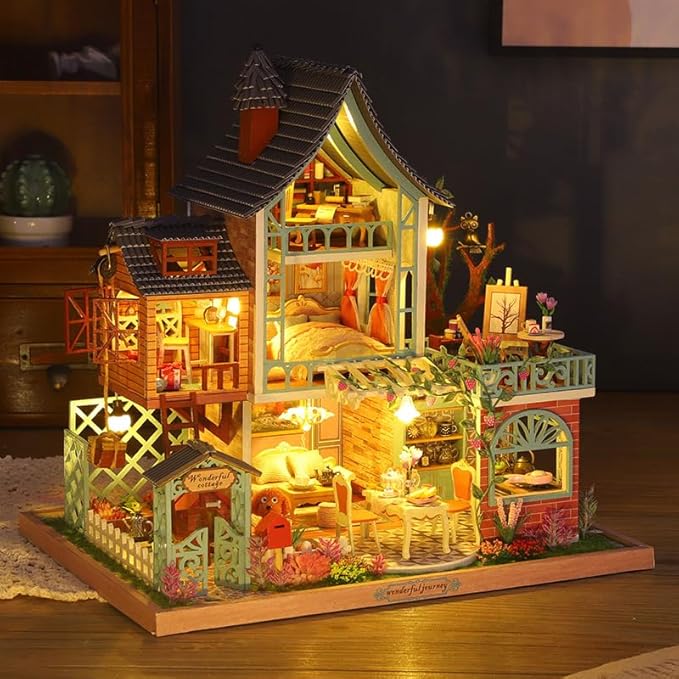 CRIOLPO DIY Miniature Doll House Kit, Inventive Room with Furniture, Tiny House Crafting Set, Miniature House Kits for Adult, Ideal for Hobbyists, for Unleashing Your Creativity - Jungle Sanctuary