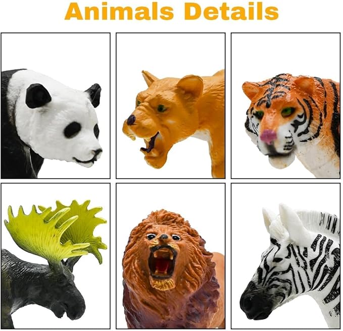 BOLZRA Safari Animals Figures Toys, Realistic Wild Zoo Animal Figurines, Plastic African Jungle Animals Playset for Kids Toddlers, 21Pcs Birthday Gifts Christmas Stocking Stuffers
