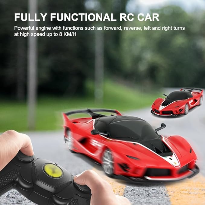 1:24 Scale Remote Control Car for Ferrari, 2.4GHz Model RC Cars, Electric Sport Racing Hobby Vehicle Gift for Adults, Kids, Boys, Girls - Red