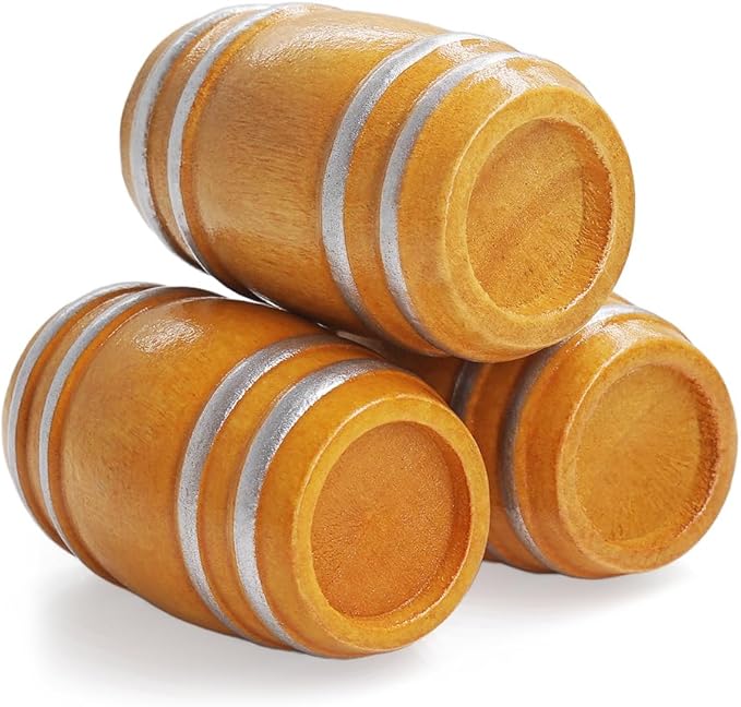 Odoria Dollhouse Beer Barrel Miniature: 1/12 Scale Aging Wine Whiskey Barrels for Rustic Garden Farmhouse Vintage Restaurant Bar - Mini Drinking Liquor Alcohol Props DIY Craft 3Pcs