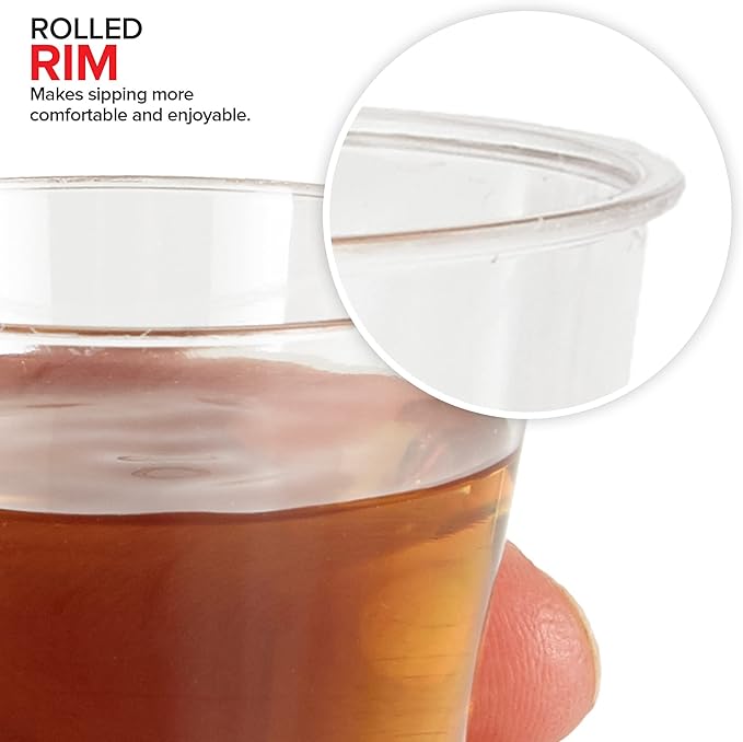 Stock Your Home 2 oz Shot Glasses - 100 Mini Plastic Shot Glasses (2oz) Clear Disposable Cups for Jello Shots, Wine Tasting, Liquor, Whiskey, Pudding, Sample Cup for Halloween and Elegant Parties