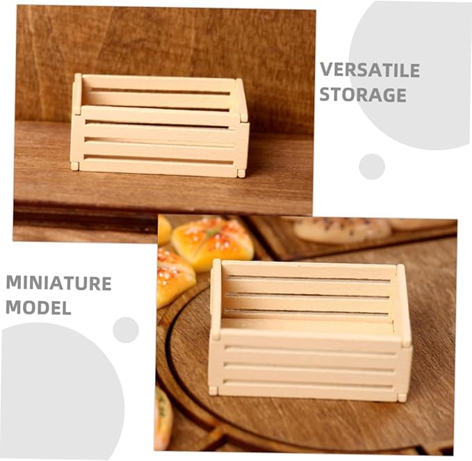 Lurrose 5Pcs Miniature Wooden Crates for Dollhouse Furniture Realistic Storage for Crafting and Decoration Mini Crates for Kitchen and Supermarket Scenes