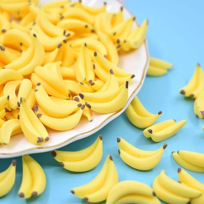 35 Pcs Miniature Bananas 1/12 Scale Banana Models Miniature Fruit Fake Mini Fruits for Mini House Kitchen Fairy Garden Decor,Décor Dollhouse Accessories, Yellow Mini Fruit for Dollhouse Kitchen Decor