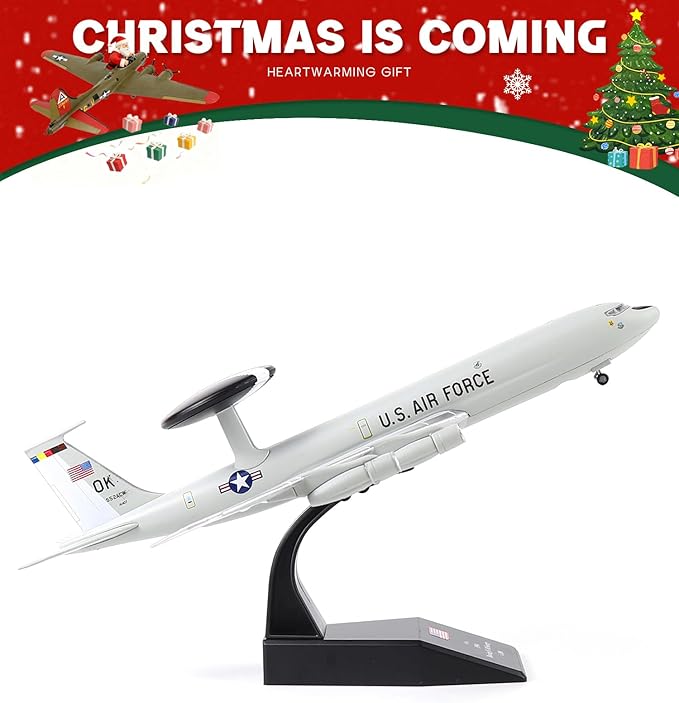 E-3 Sentry 1/200 Scale Diecast Metal Aircraft Model Kit with Stand Military Aircaft Model for Adult Display Collection or Gift