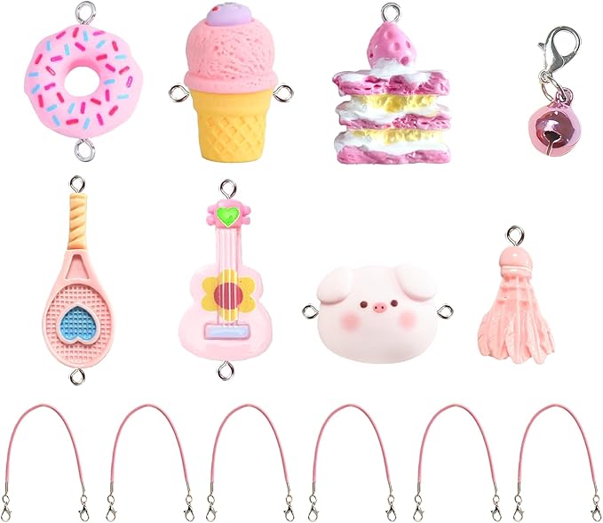 VPDSLABUBU Accessories for 3.94-6.7inche(10-17cm) Dolls, There are 8 Miniature Accessories, Including a Badminton Racket, Donuts, Cake, Guitar, Pig-Head Bag, ice Cream, and a Bell,Meet Your DIY Needs