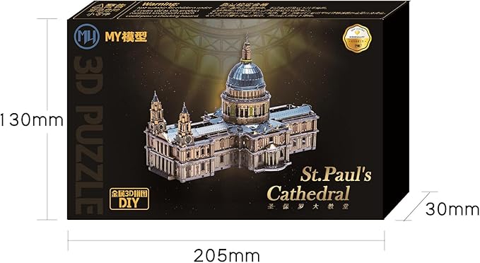 MU 3D Metal Puzzle for Adult Saint Paul's Cathedral, Assembled Religious Architecture Notre Dame Cathedral Model Kits Miniature Building, Birthday Gift Home Decor