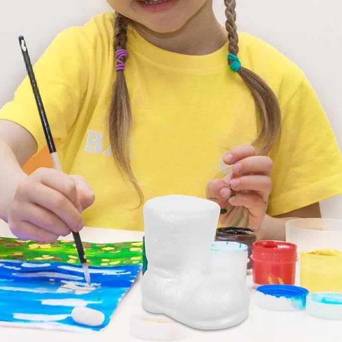 VICASKY 12PCS Christmas Foam Boots Polystyrene – Lightweight Festive White Foam Boot Ornaments for Holiday Decor, Christmas Crafts, Home Accents & Seasonal Projects