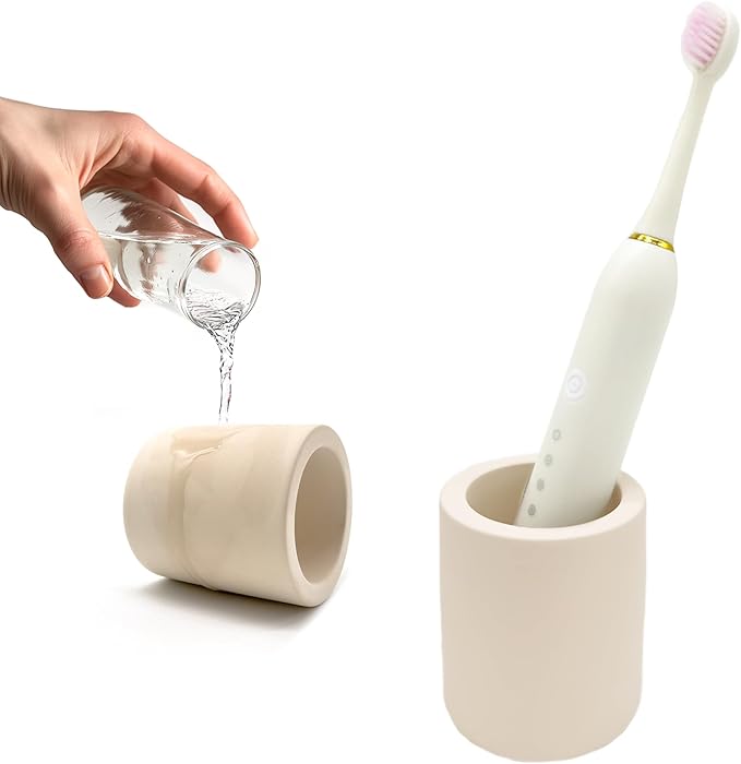 DiatZeno Mini Toothbrush Holders for Bathrooms - Diatomite Quick-Dry Organizer, Compact Portable Toothbrush Holder for Countertop, Shower & Travel Storage